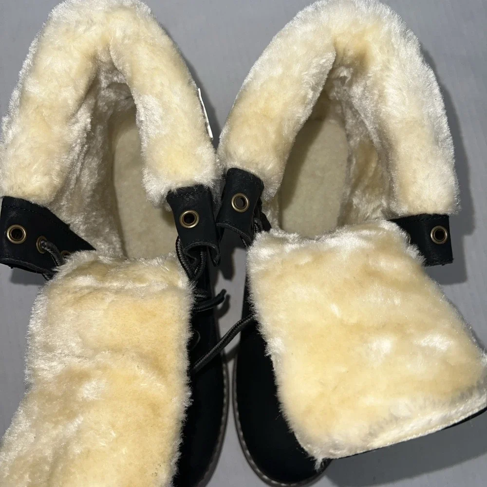 Dream Paris‎ Black Lined Faux-Fur  Boots Women's Size 7.5 NEW
